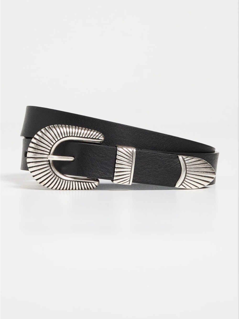 Black Western-Inspired Women's Belt with Silver Buckle